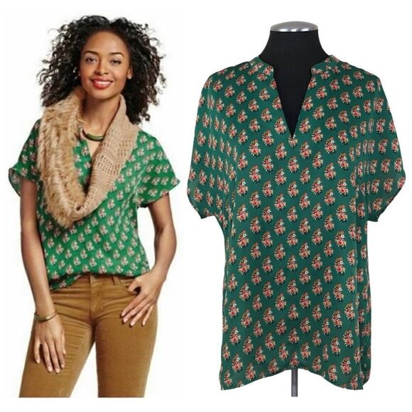 CAbi - Stevie Green Floral Bouquet Blouse #3252 Small - Picture 2 of 5